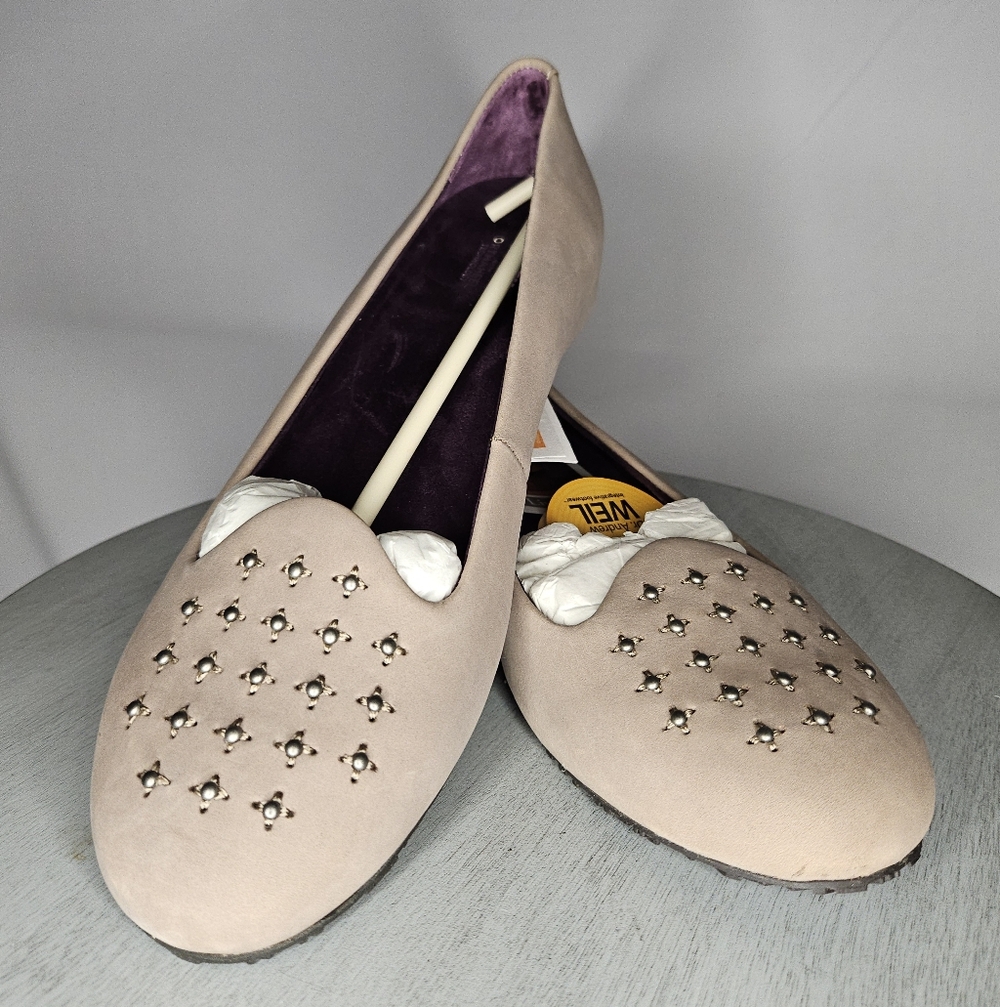 Weil Taupe Studded Women's Loafers - 9